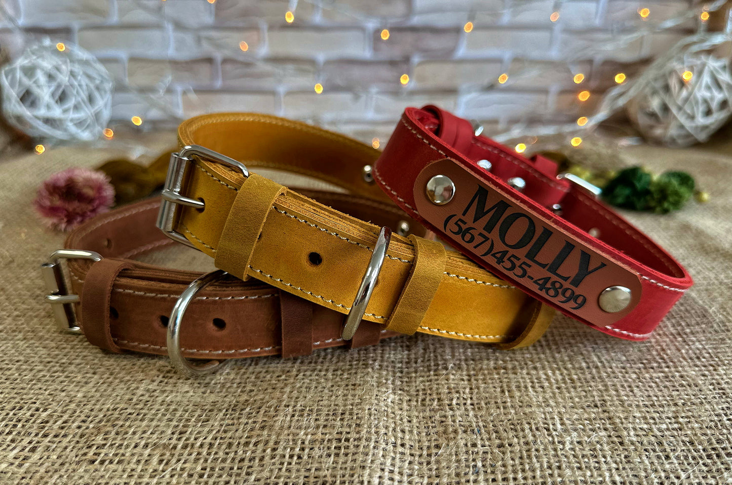 High-quality thin leather collar for dogs