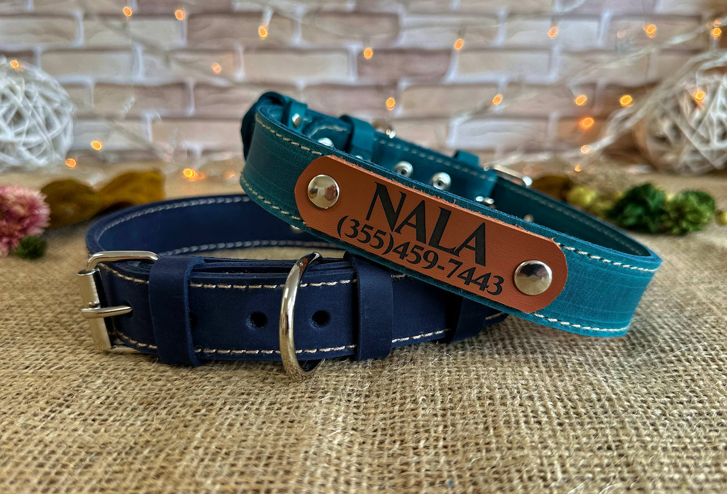 Lightweight collar with secure leather construction