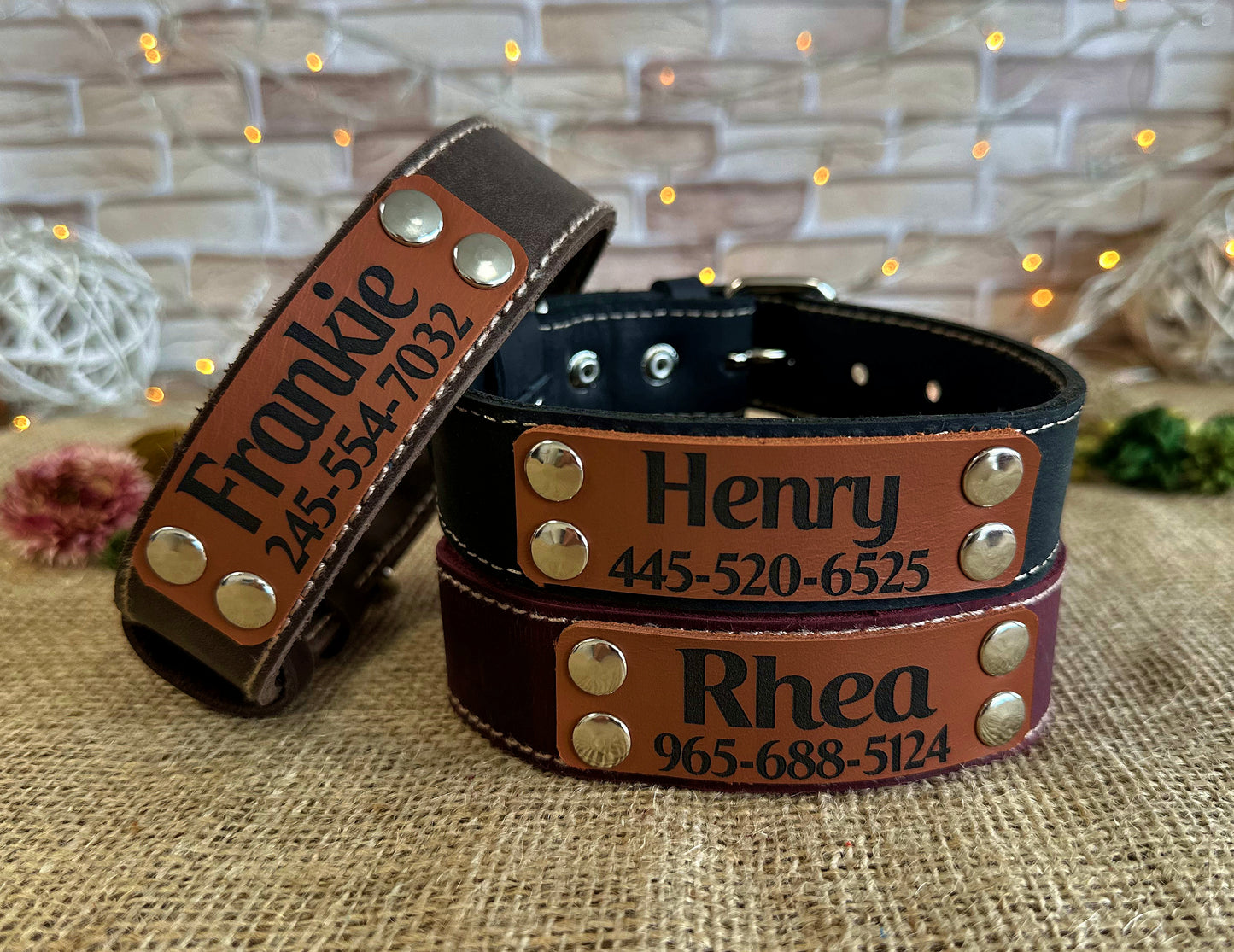 Ultra-slim leather dog collar for active pets