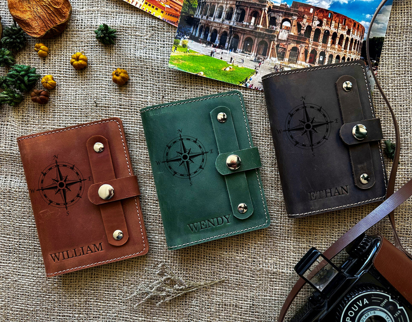 Black leather passport wallet featuring RFID-blocking design