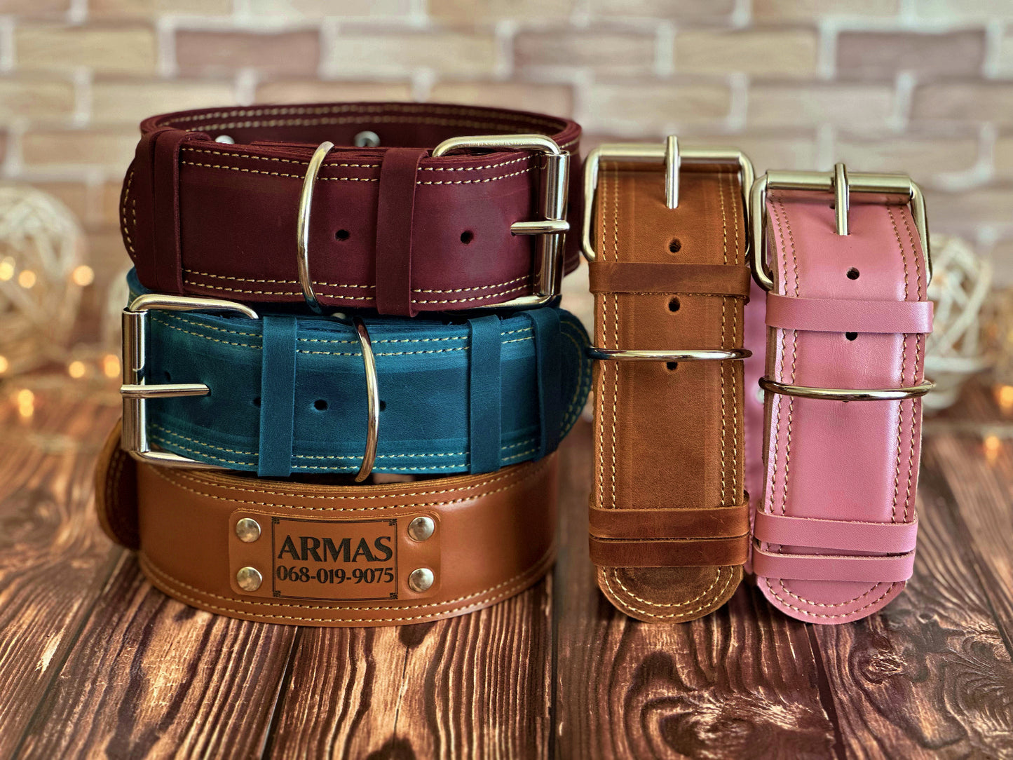 Personalized leather dog collar with custom engraving, made from high-quality leather for durability and style.