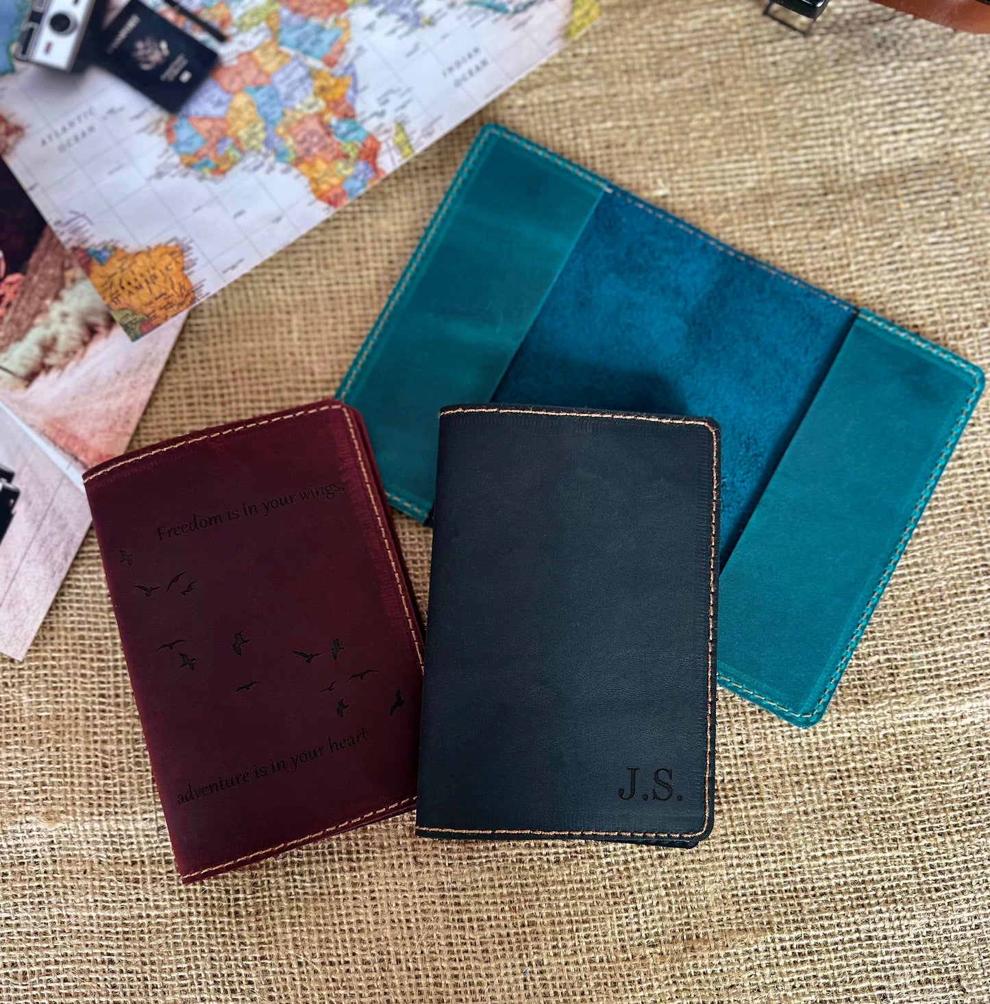 Vintage style leather passport cover for timeless travel