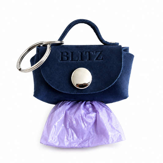 Navy blue bag with a purple bottom and 'BLITZ' branding on a white background