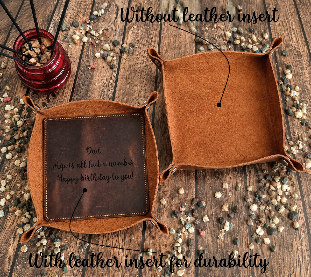 Leather Valet Tray | Personalized Catchall Organizer | 10 Colors | 4 Sizes | Handmade