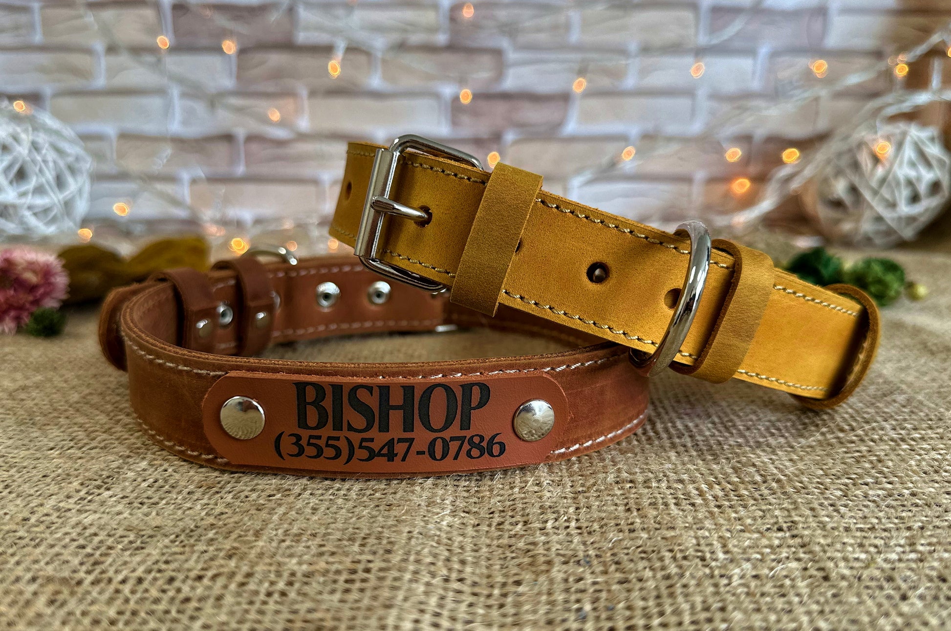Strong narrow leather dog collar in stylish design