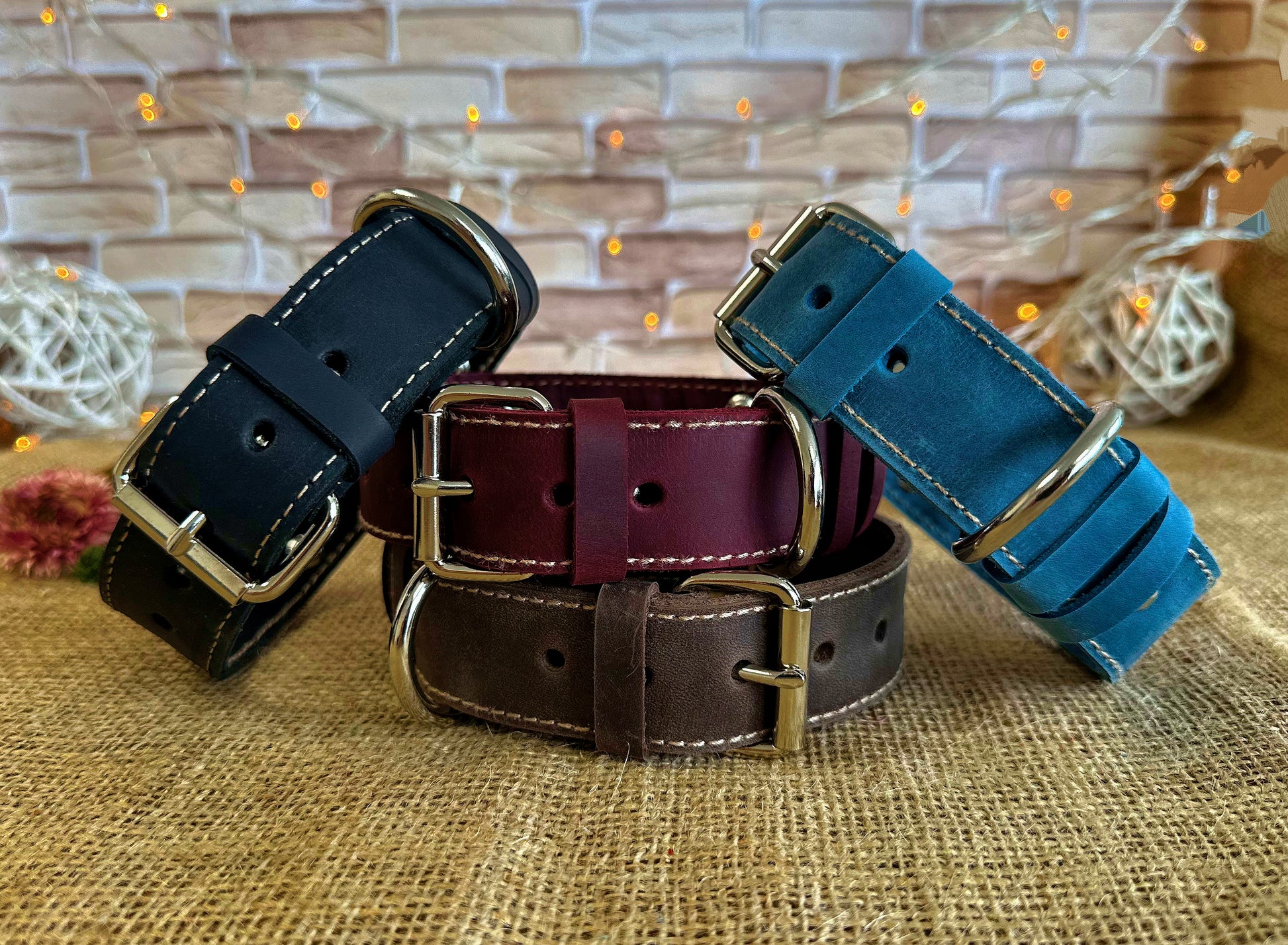 Sleek leather pet collar, lightweight but robust