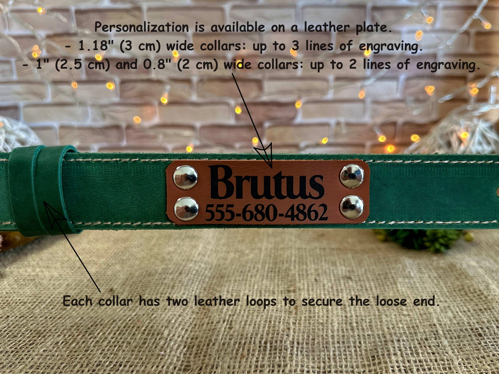 Thin dog collar made from genuine leather