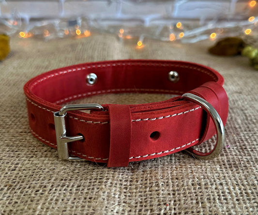 Durable thin leather collar for dogs