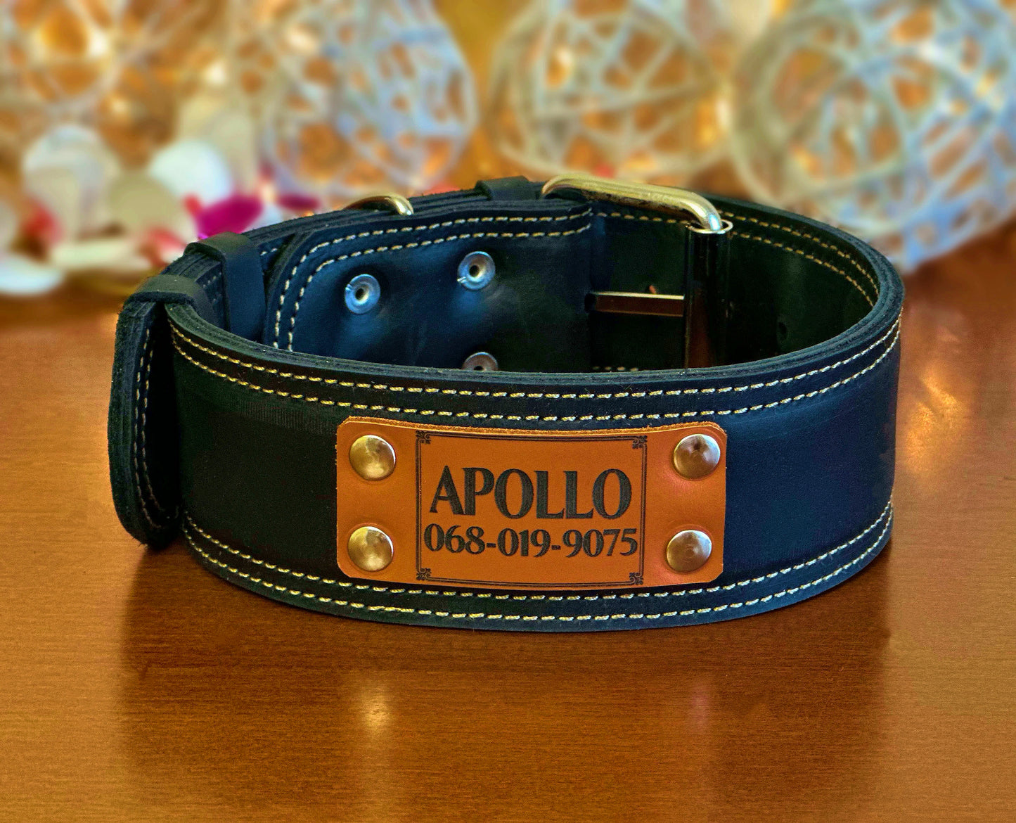 black leather dog collar