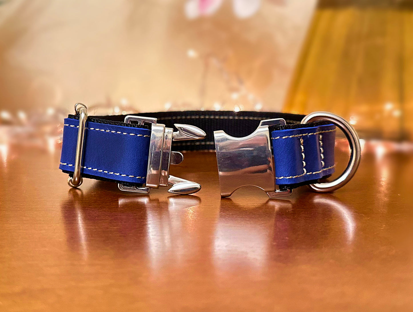 collar with leather and ribbon
