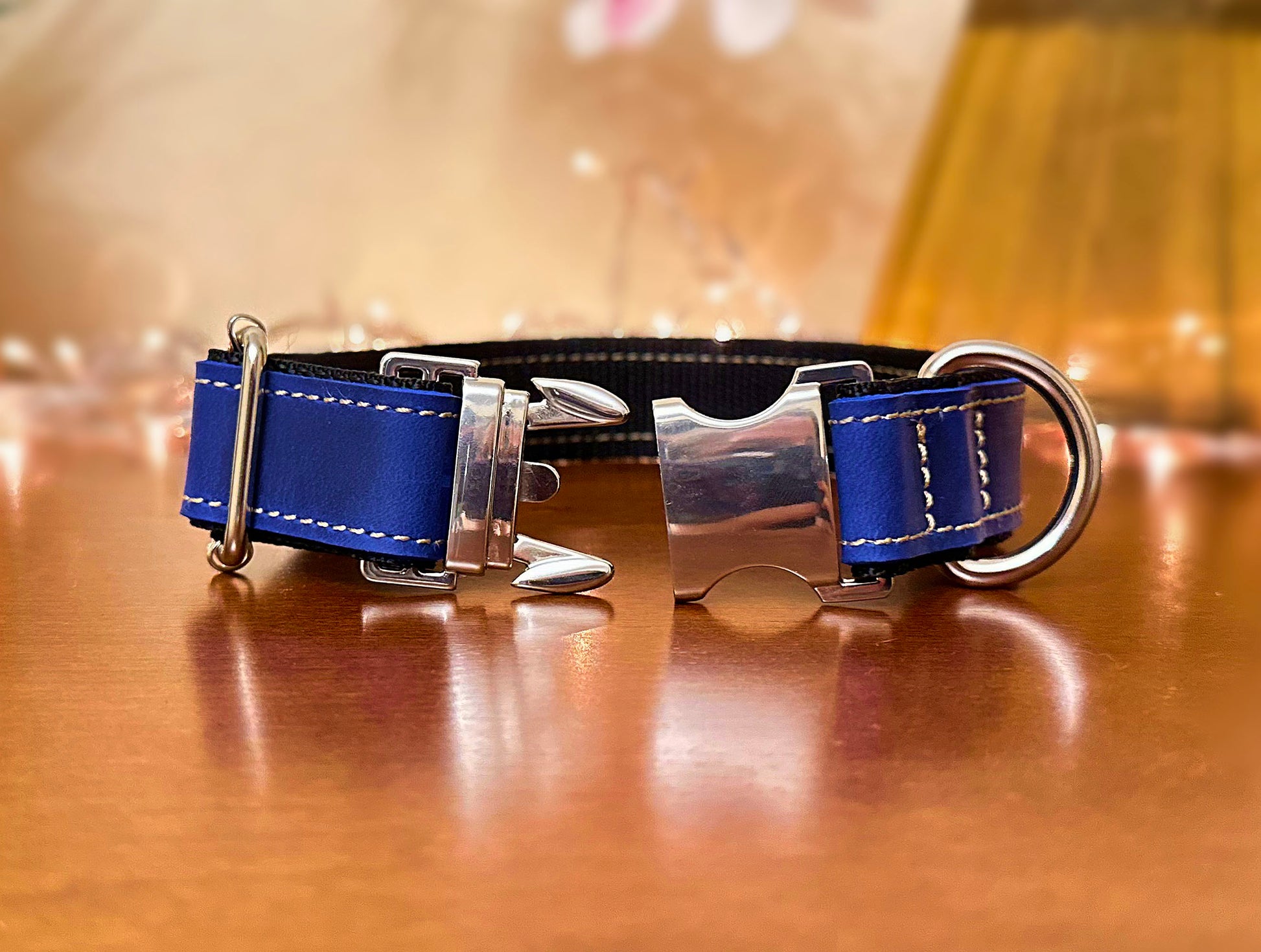collar with leather and ribbon