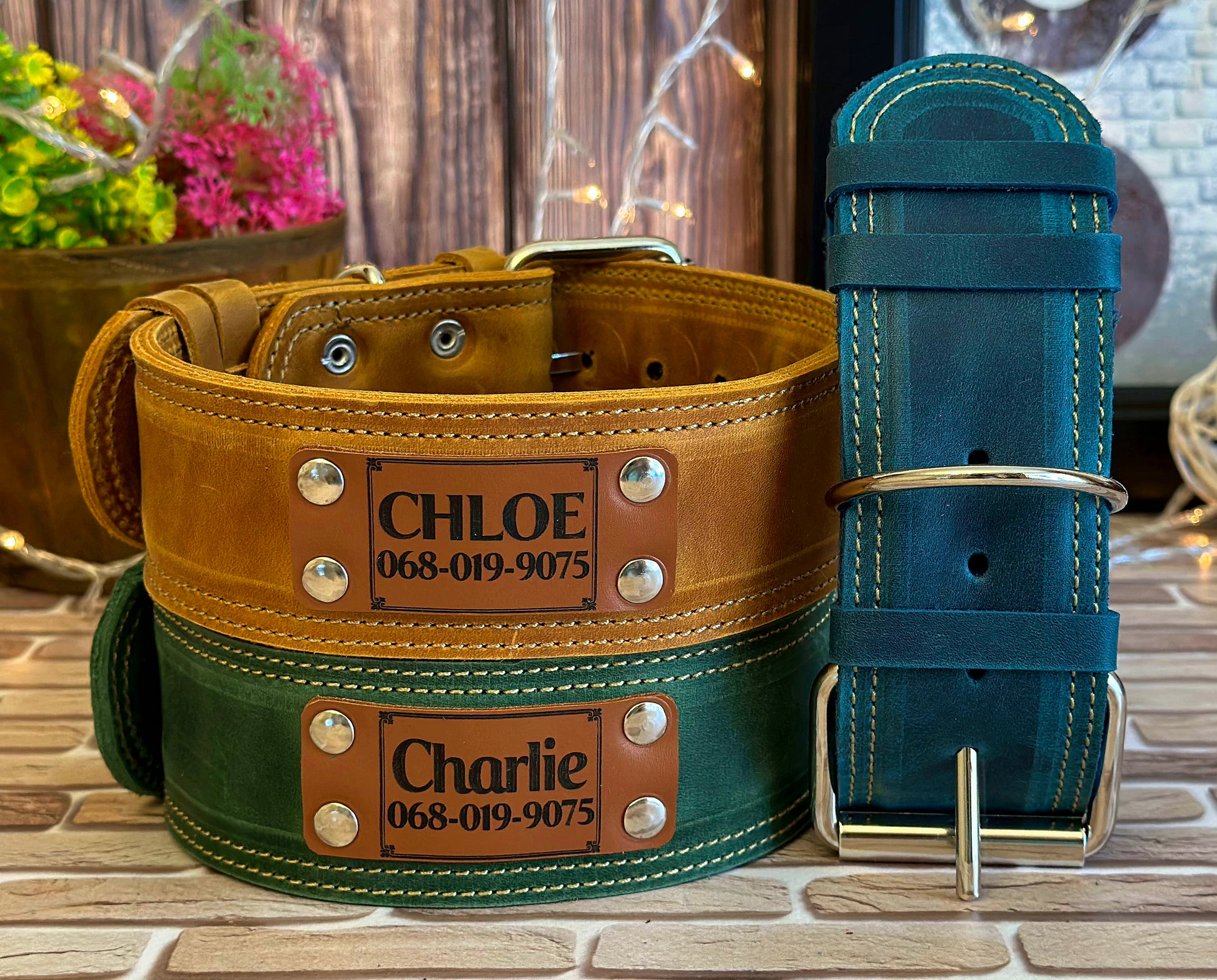 Custom engraved leather dog collar, perfect for adding a personalized touch and comfort to your dog's everyday wear.