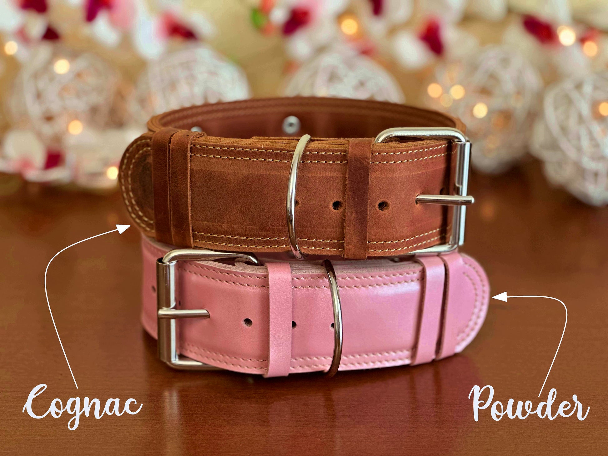 Custom engraved 2-inch wide leather dog collar with a strong buckle and durable stitching for long-lasting use.
