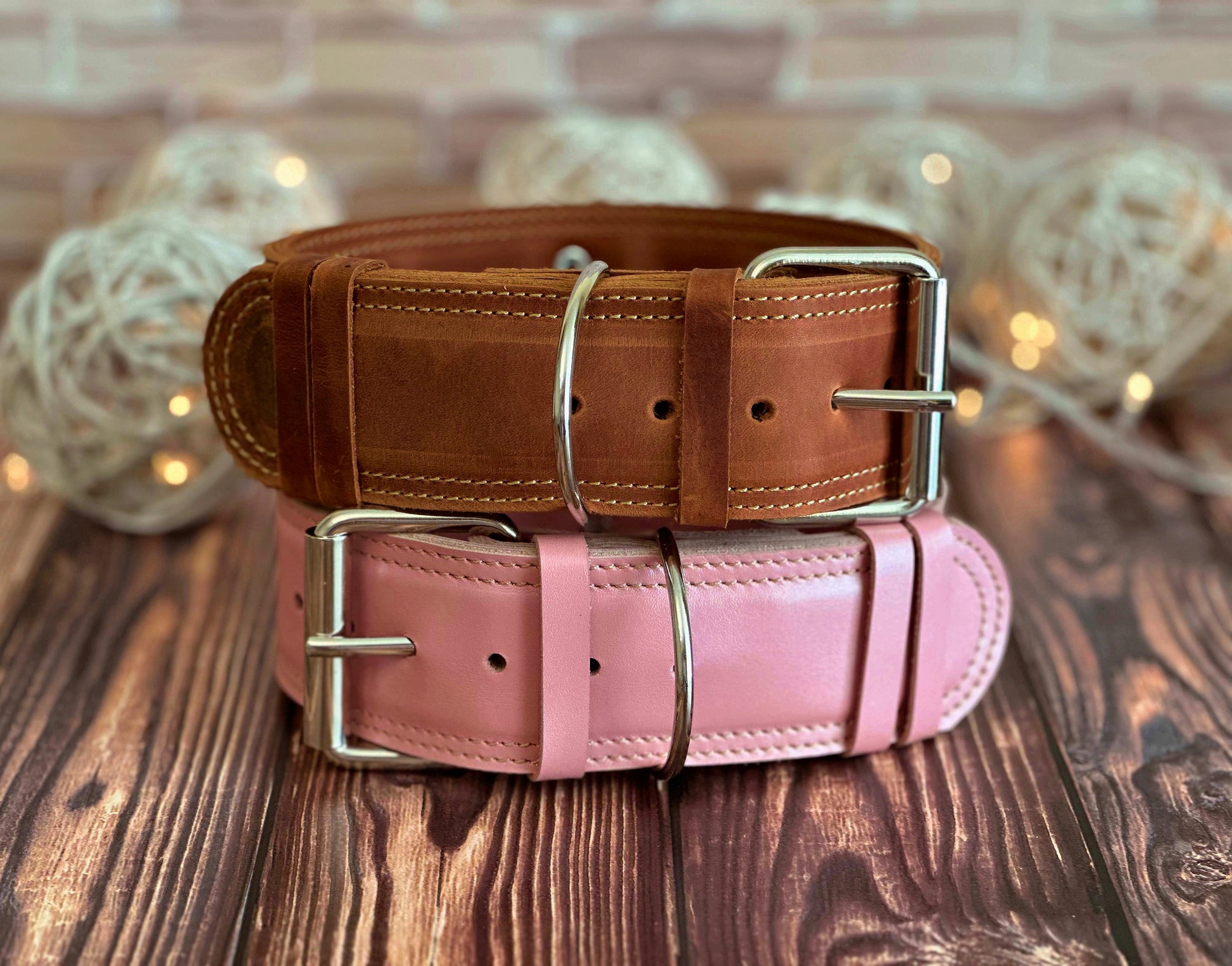 Custom wide 2-inch heavy-duty leather dog collar with a secure fit, featuring personalized engraving for added style.