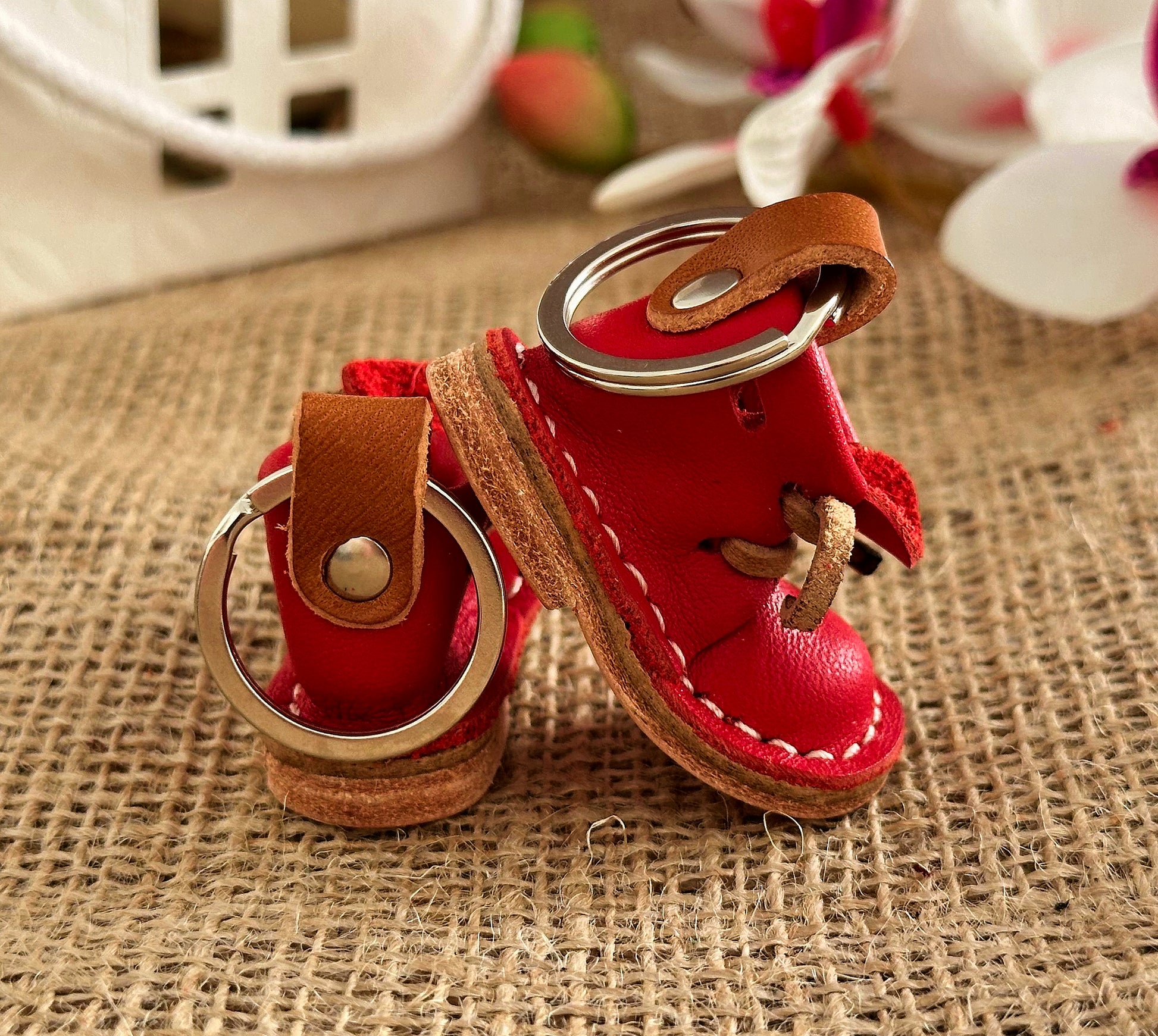 Leather cowboy boot keychain, perfect for those who love western and country-inspired designs