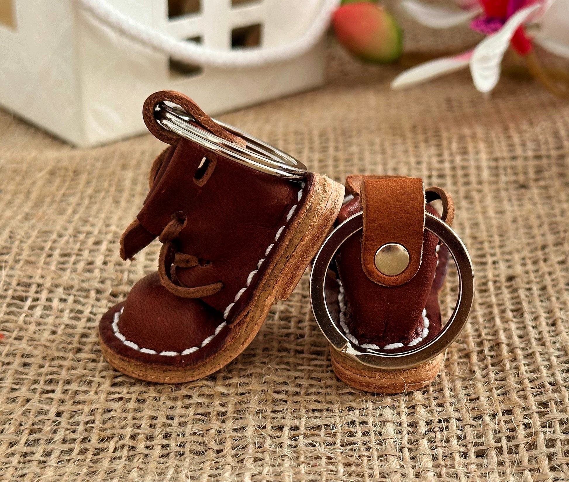 Leather boot keychain presented in an elegant gift box, ideal for special occasions