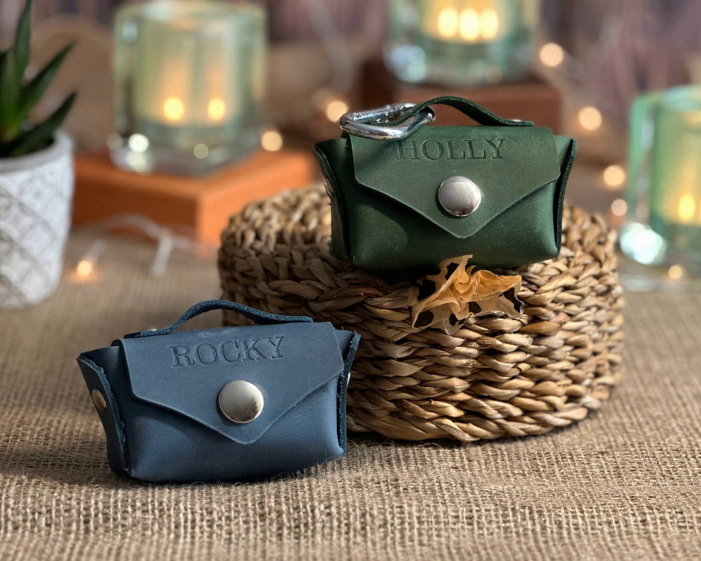 Leather poop bag holder