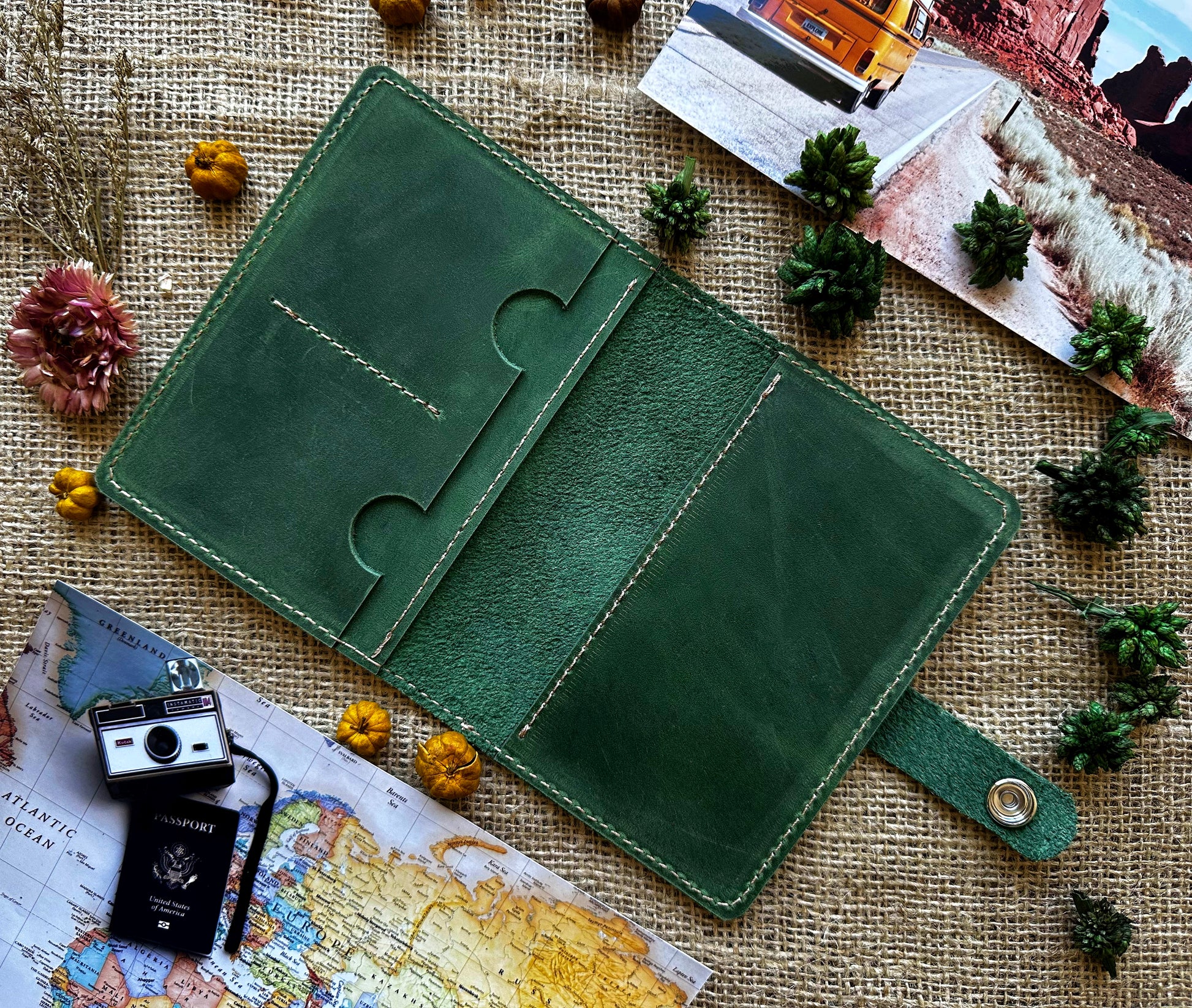Leather wallet passport cover