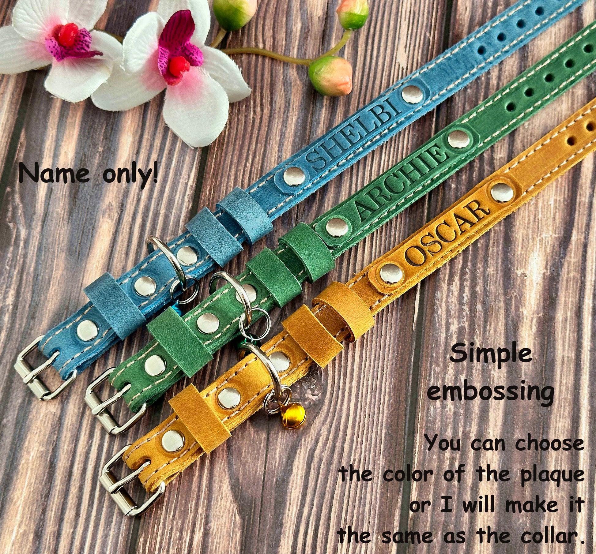 Luxury custom leather cat collar with an elegant design and personalized engraving. Perfect for stylish cats and their owners.