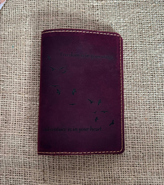 Monogrammed leather passport cover with gold foil initials