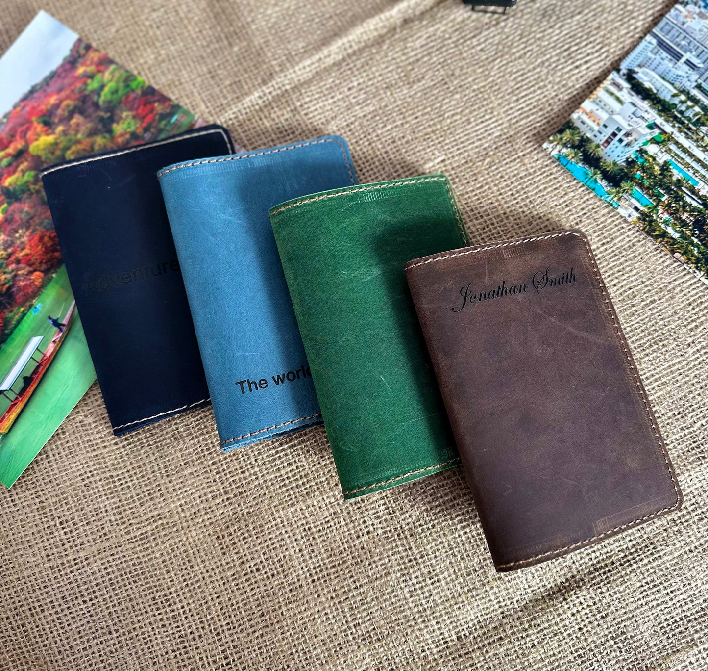 Personalized leather passport cover with initials