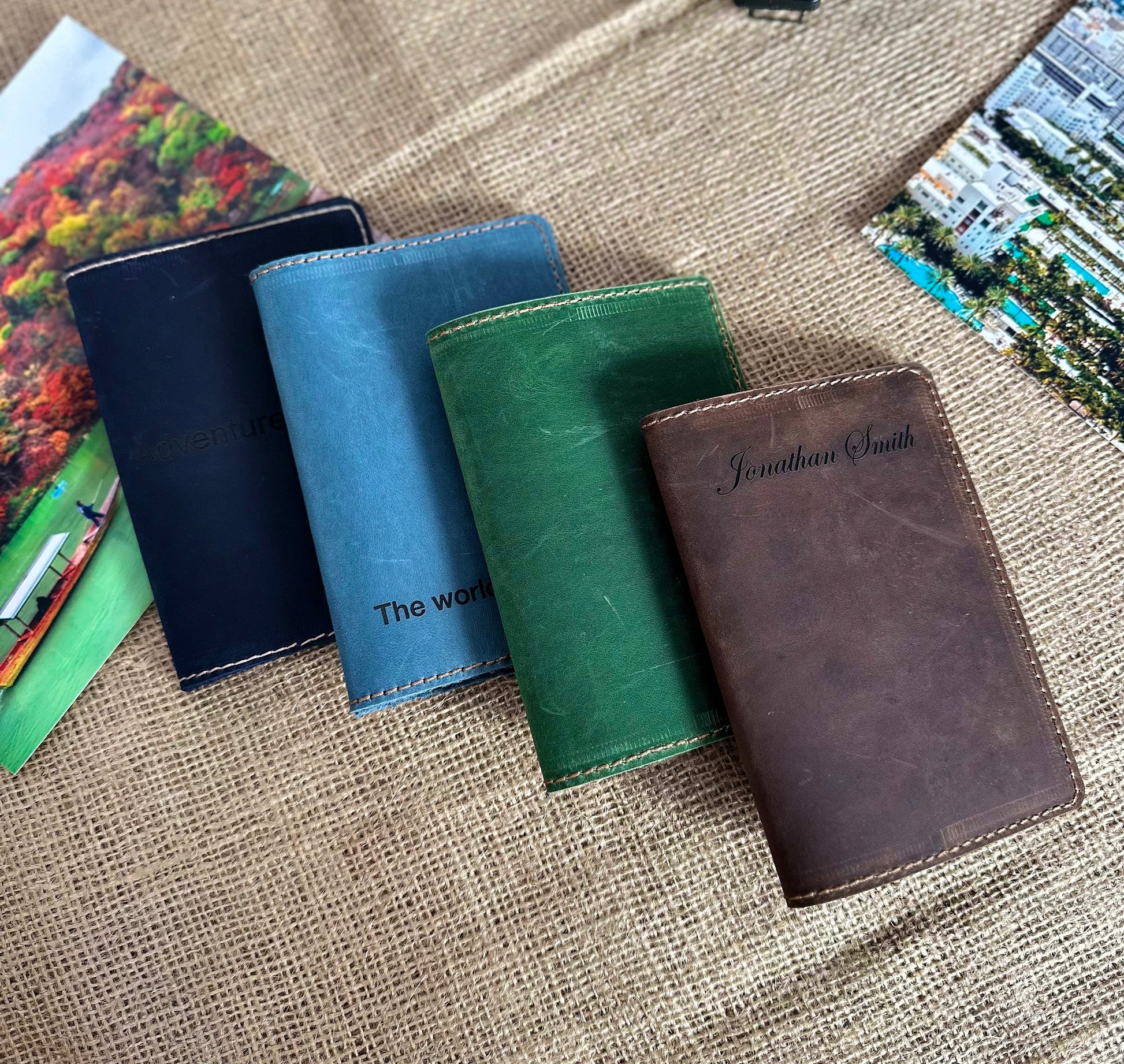 Personalized leather passport cover with initials