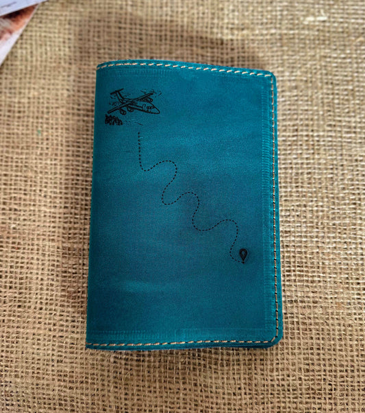 Leather passport wallet with snap closure