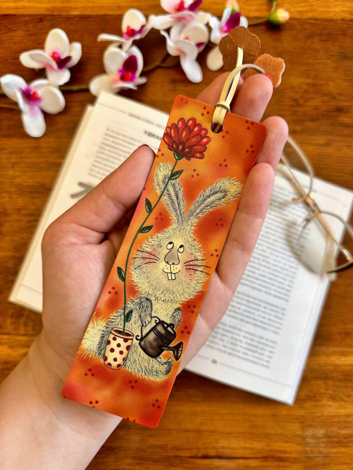 Personalized leather bookmark with laser engraving of initials, making it a special and meaningful gift