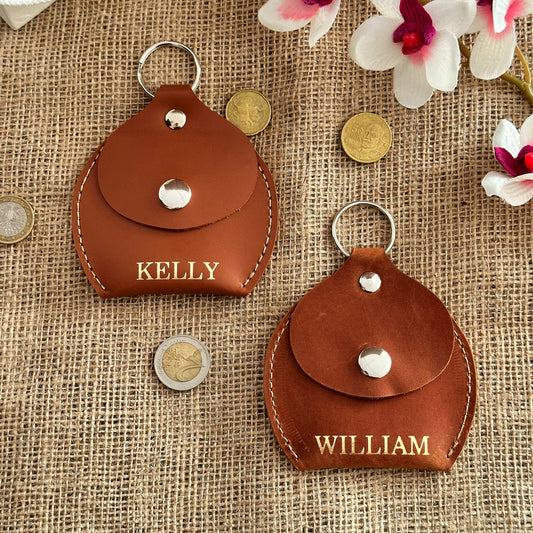 Personalized leather wallet with built-in coin pouch, perfect for everyday use