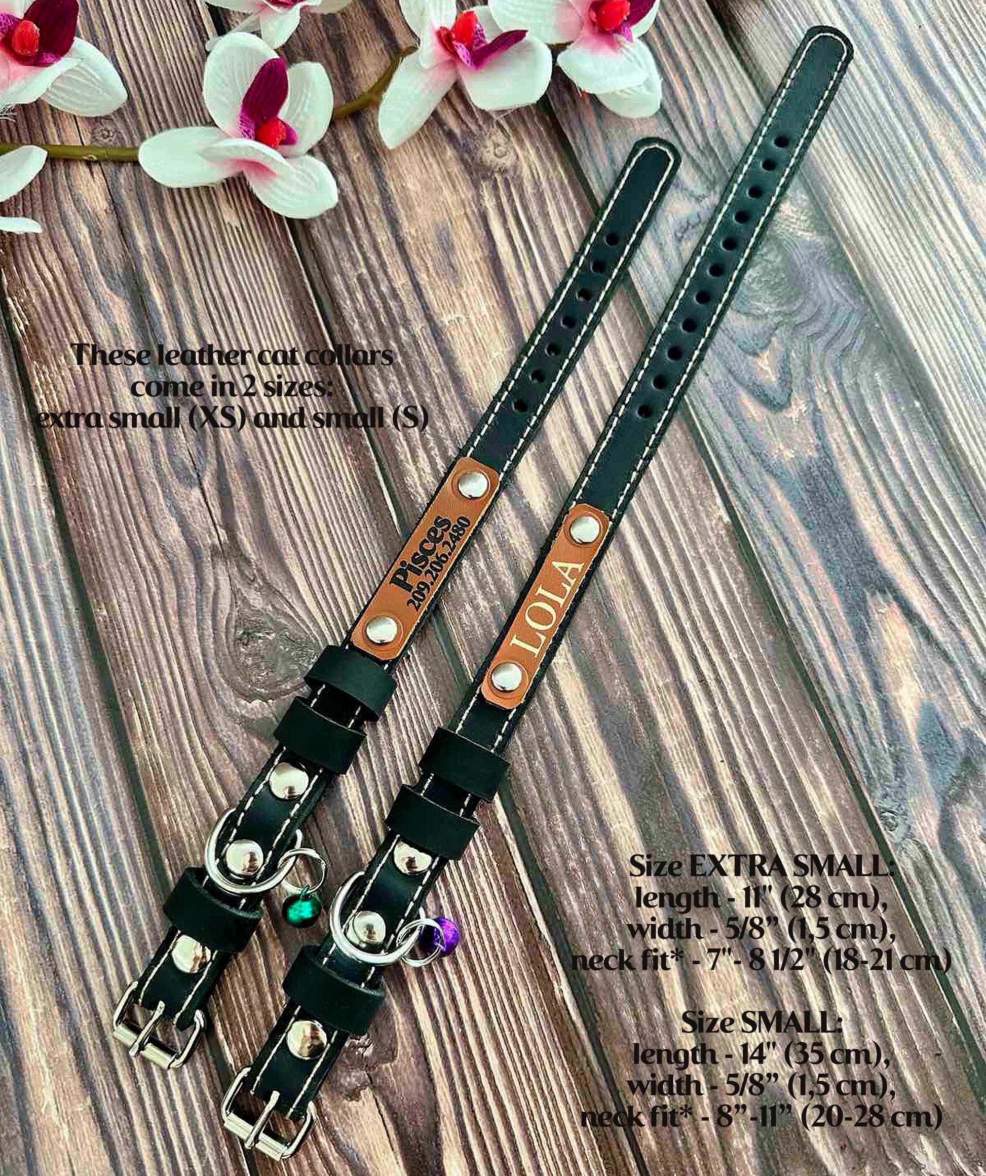 Premium personalized cat collar with a high-quality leather build and an engraved nameplate for easy identification.