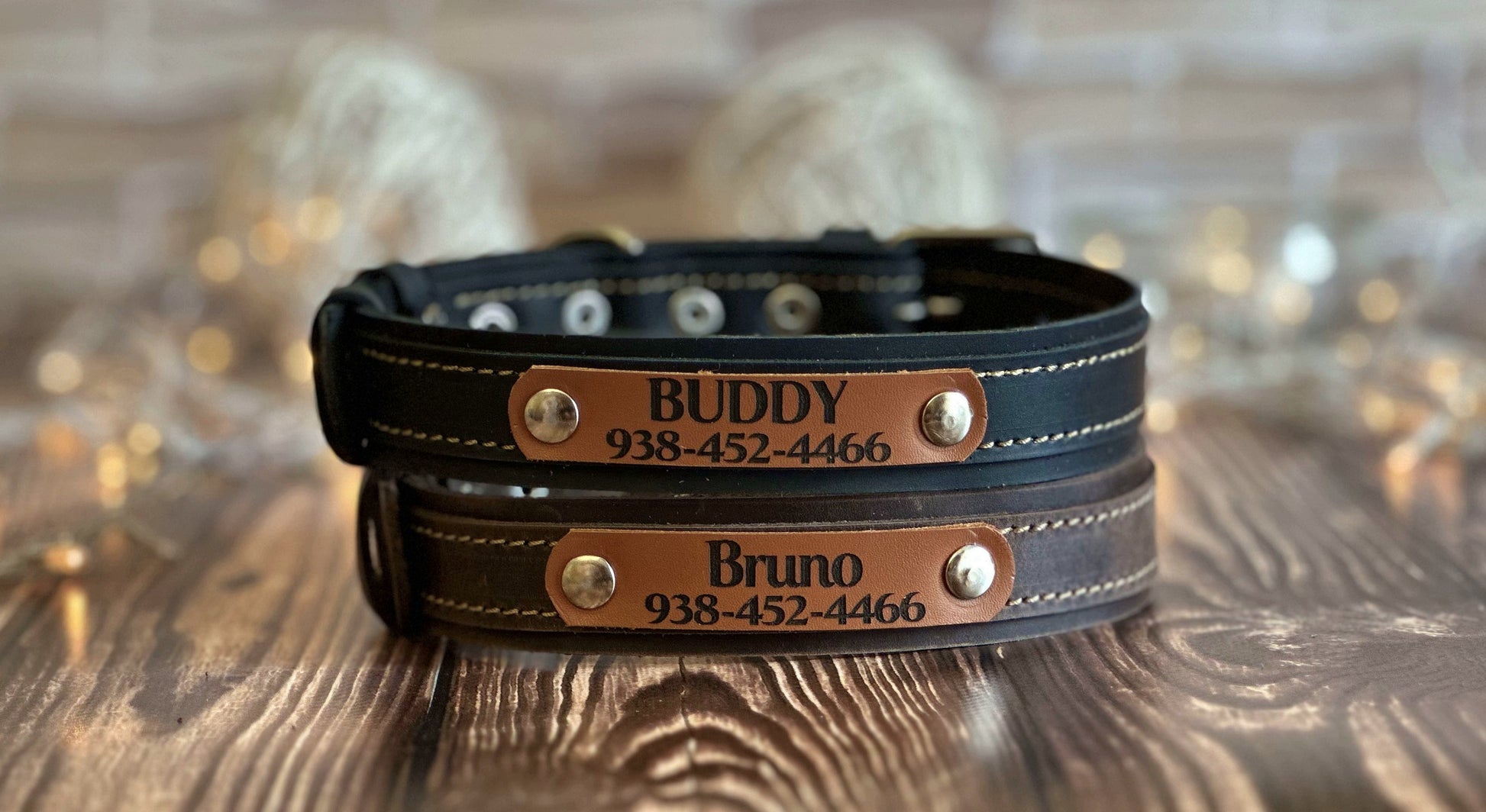 Custom engraved leather collar — perfect pet gift