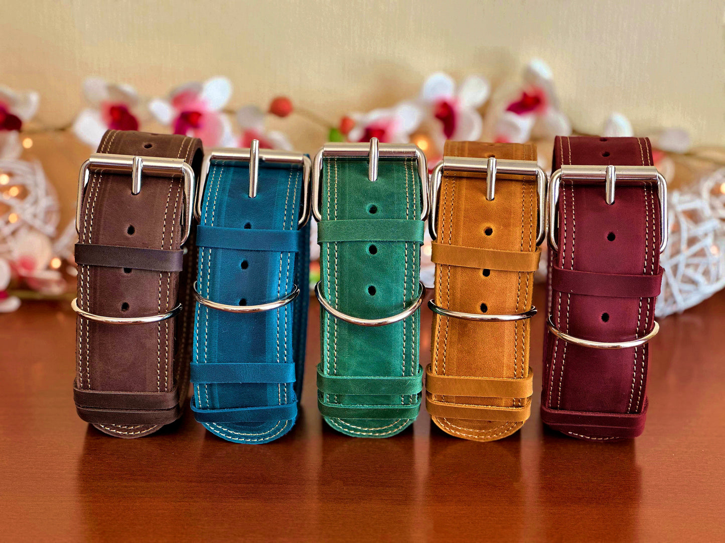 Heavy-duty 2-inch wide leather dog collar with name engraving, designed for strength and comfort. Perfect for large and strong dogs.