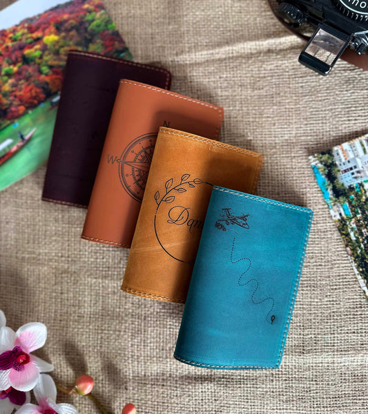 Travel-ready leather passport holder with card compartments