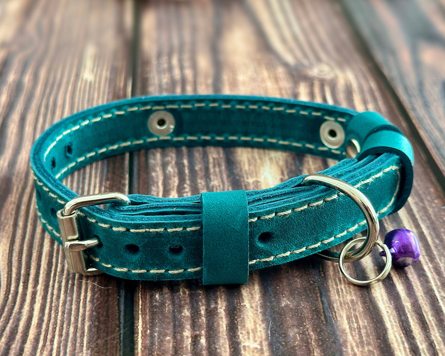 Elegant custom cat collar with an engraved ID tag, ideal for small pets.